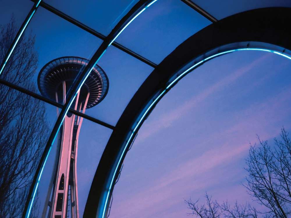 The iconic Space Needle in the heart of Seattle.