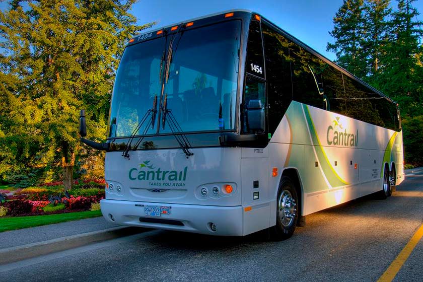 Let someone else do the driving on a Cantrail motorcoach ride between Seattle and Vancovuer, BC. Credit: Cantrail