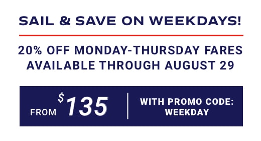 Save 20% on Monday-Thursday Sailings between Seattle & Victoria with promo code WEEKDAY
